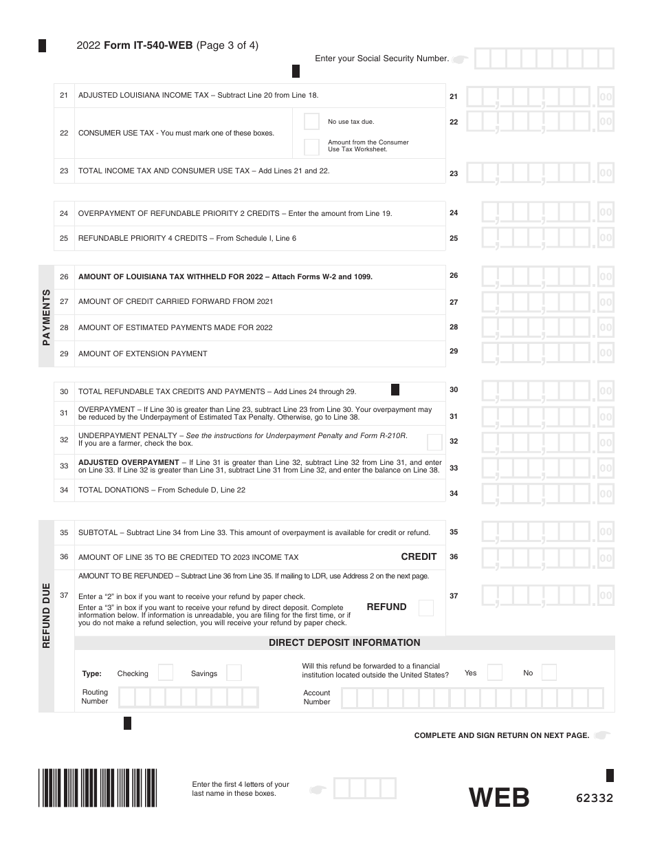 Form It 540 Download Fillable Pdf Or Fill Online Louisiana Resident Income Tax Return 2022 5746