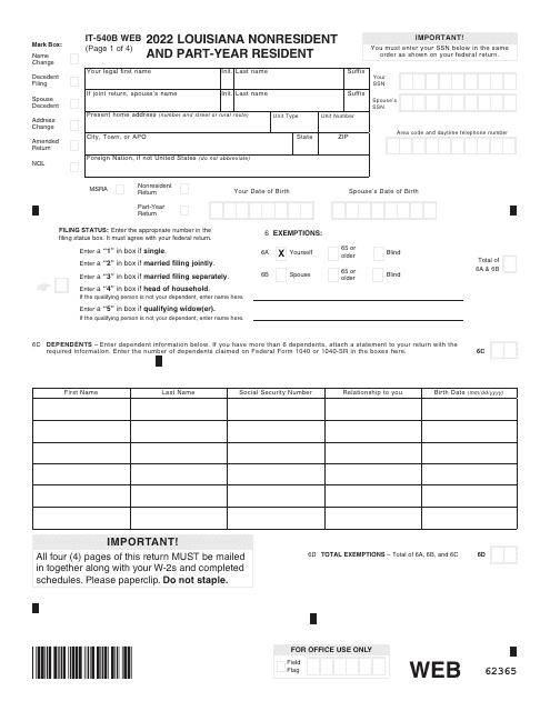 Form IT-540B 2022 Printable Pdf