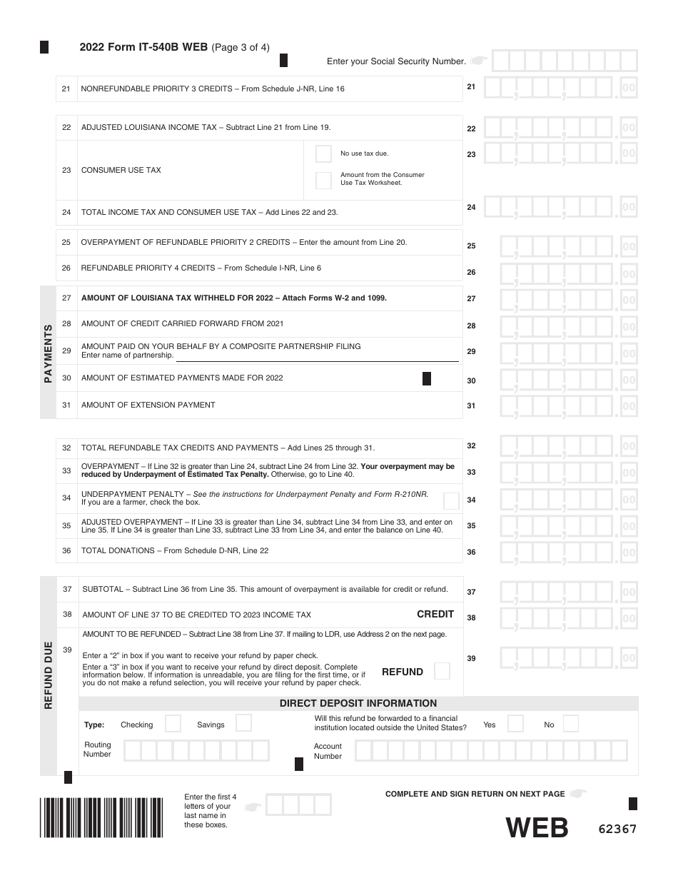 Form IT-540B Louisiana Nonresident Income Tax Return - Louisiana, Page 3