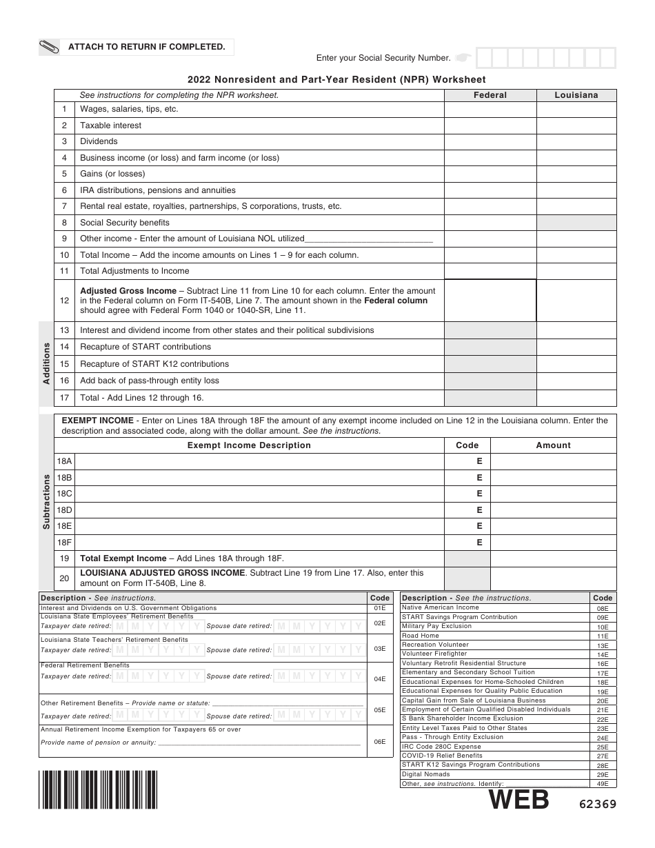Form IT-540B Louisiana Nonresident Income Tax Return - Louisiana, Page 5