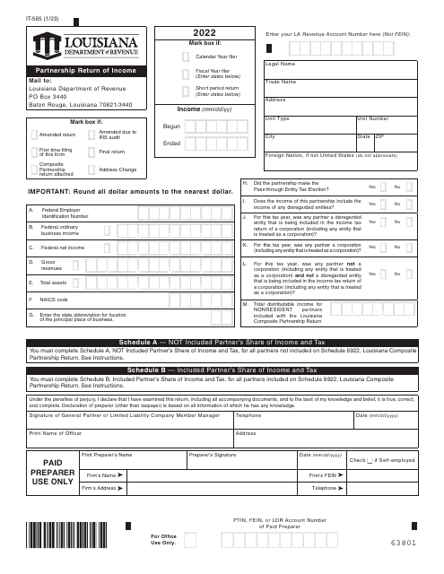 Form IT-565 2022 Printable Pdf