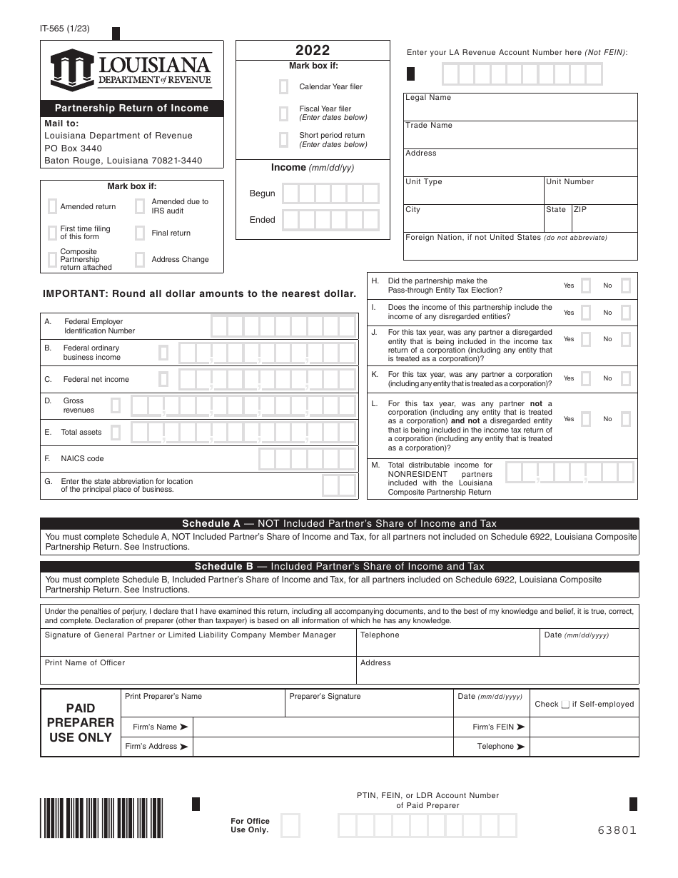 Form IT565 Download Fillable PDF or Fill Online Partnership Return of