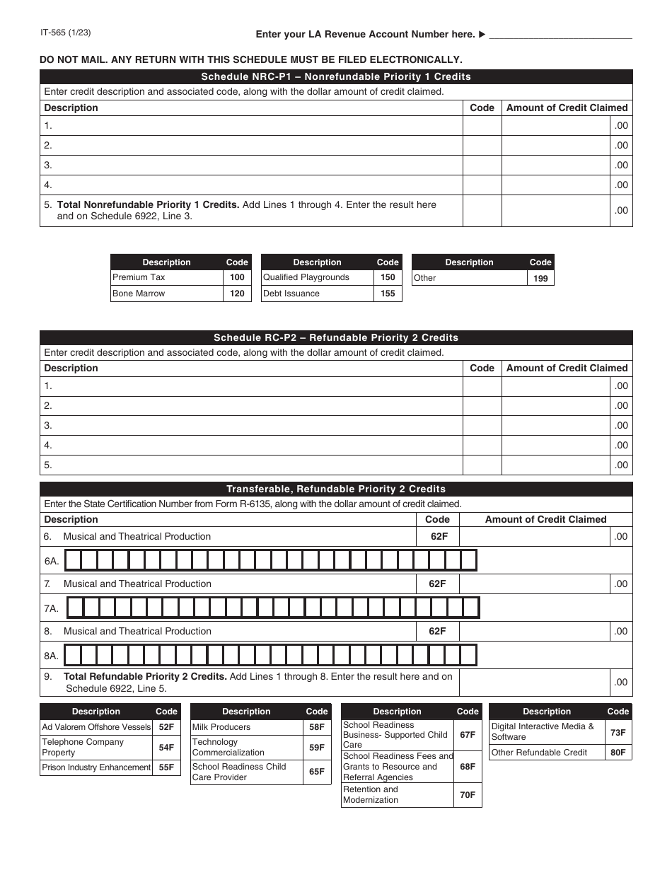 Form IT-565 Partnership Return of Income - Louisiana, Page 10