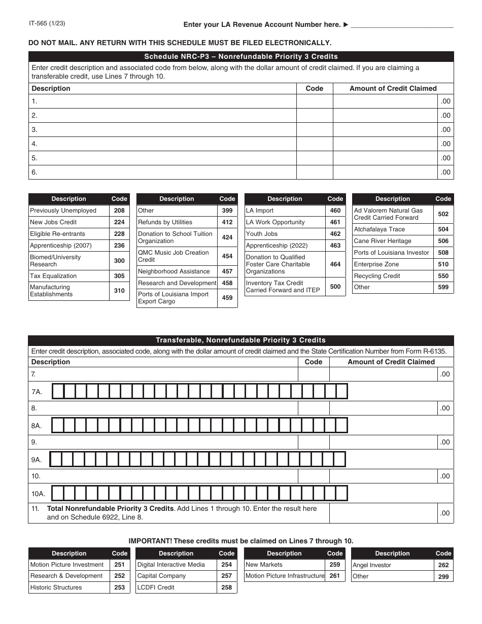 Form IT-565 Partnership Return of Income - Louisiana, Page 11