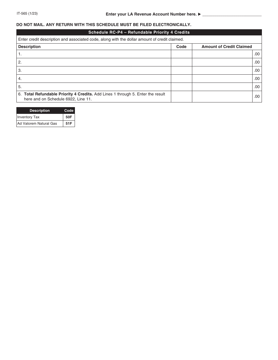 Form IT-565 Partnership Return of Income - Louisiana, Page 12