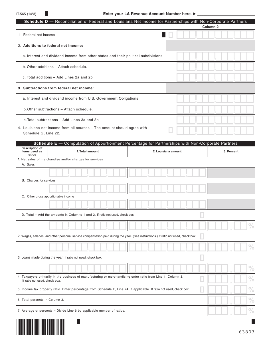 Form IT-565 Partnership Return of Income - Louisiana, Page 3