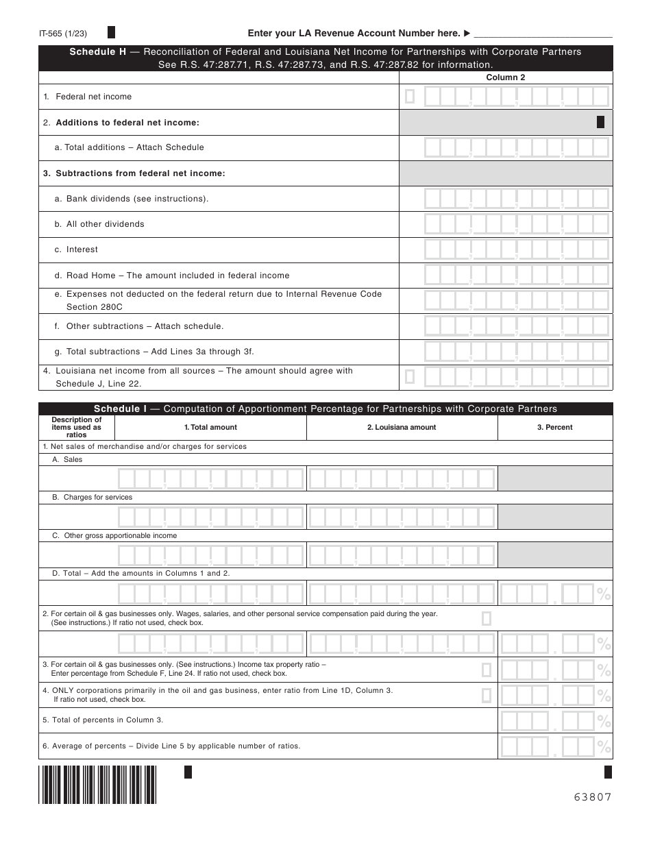Form IT-565 Partnership Return of Income - Louisiana, Page 7