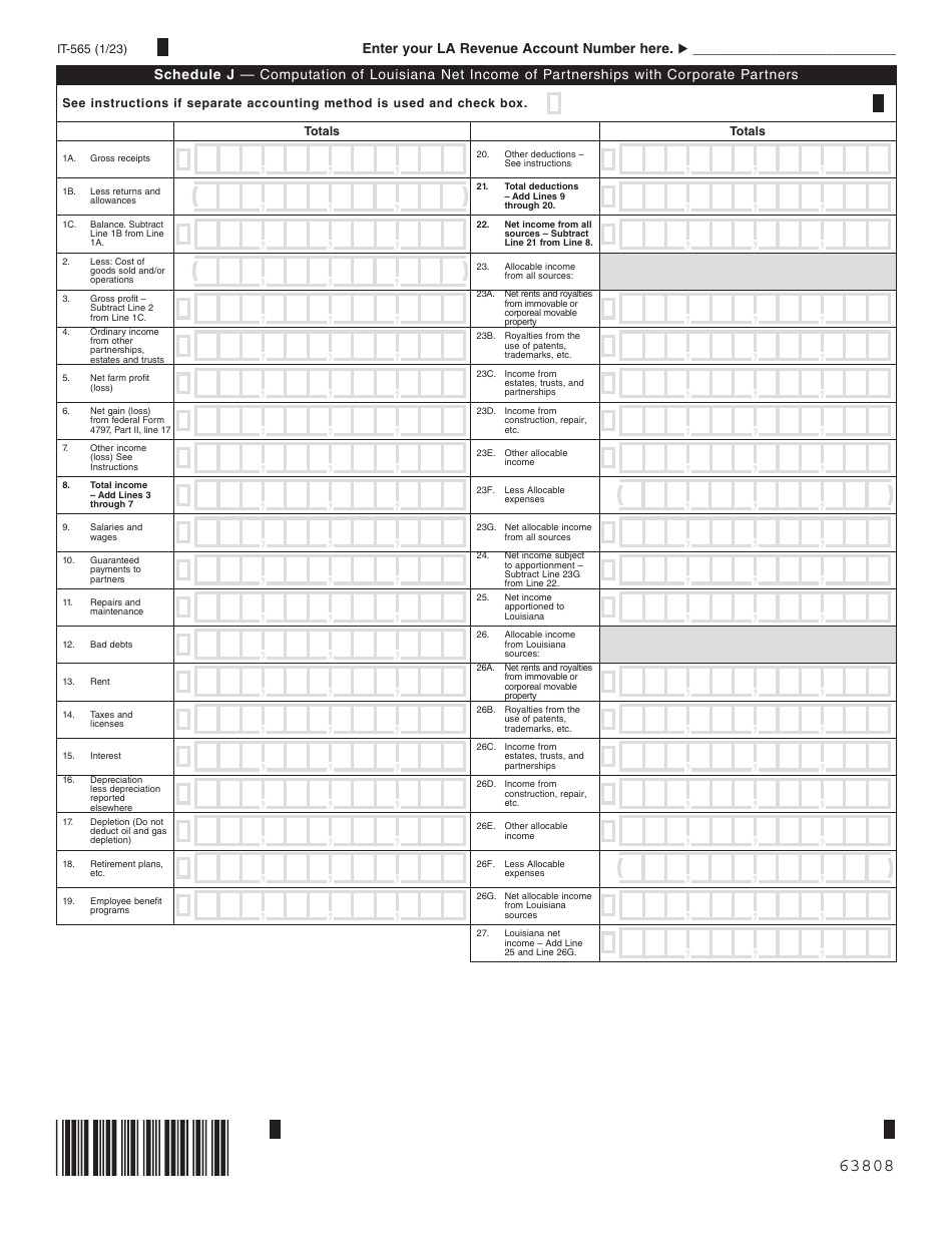 Form IT-565 Partnership Return of Income - Louisiana, Page 8