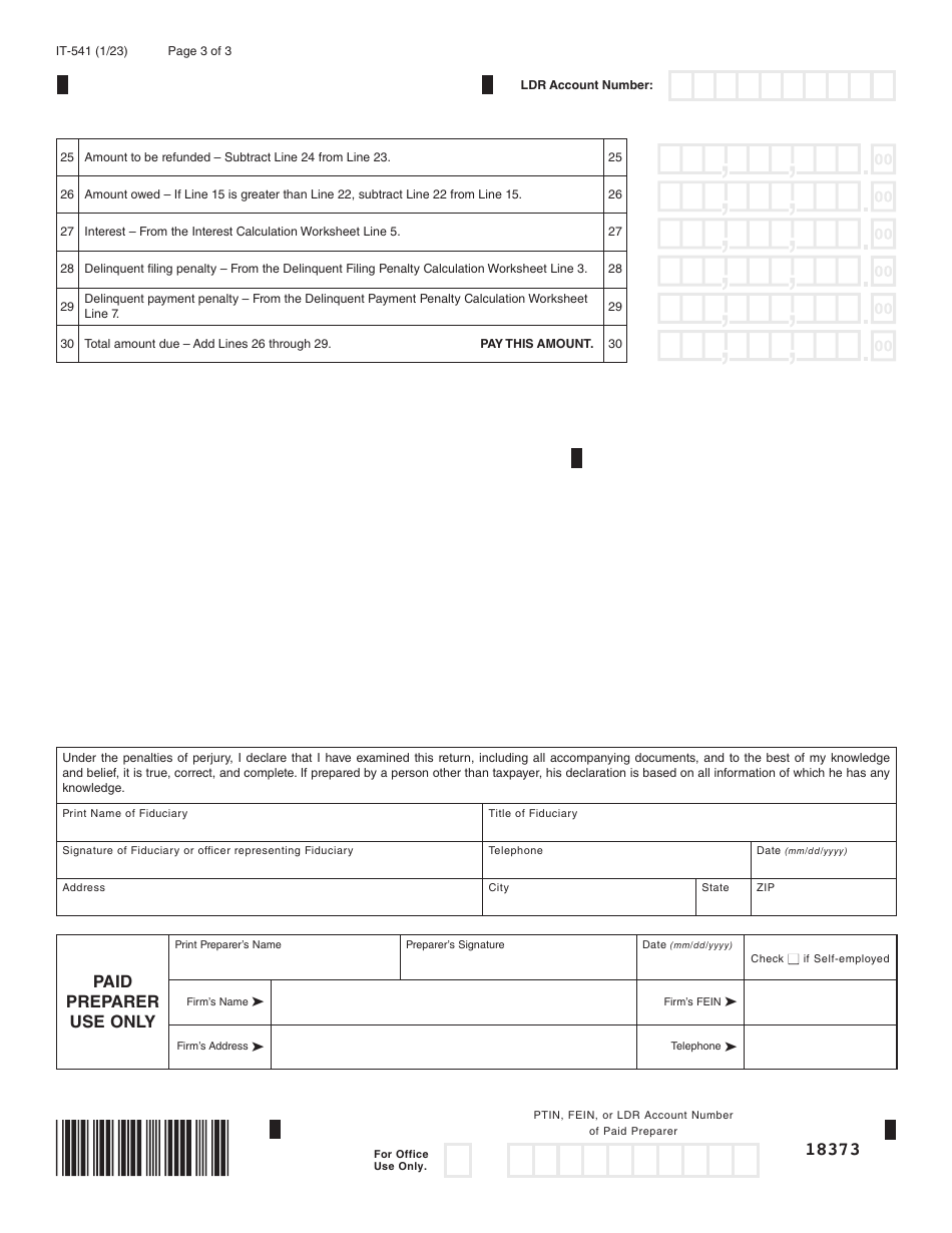 Form It 541 Download Fillable Pdf Or Fill Online Fiduciary Income Tax Return 2022 Louisiana 6207