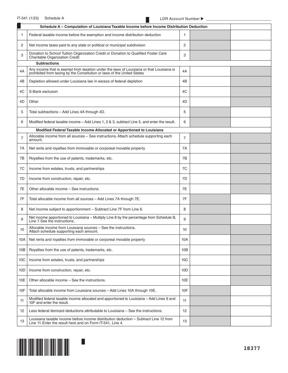 Form IT-541 Fiduciary Income Tax Return - Louisiana, Page 7