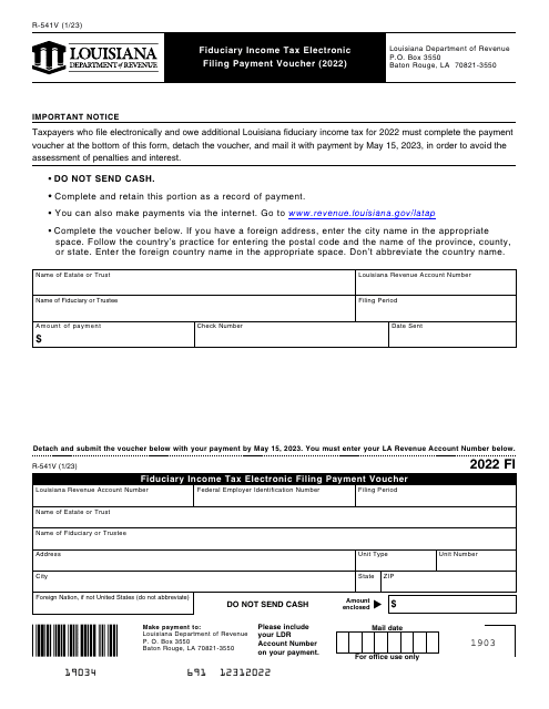 Form R-541V 2022 Printable Pdf
