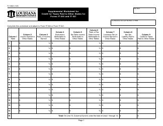 Document preview: Form R-10606 Supplemental Worksheet for Credit for Taxes Paid to Other States for Forms It-540 and It-541 - Louisiana