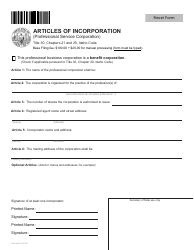 Document preview: Articles of Incorporation (Professional Service Corporation) - Idaho