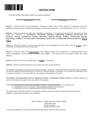 Articles of Incorporation (Professional Service Corporation) - Idaho, Page 2