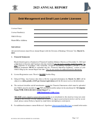 Form RI-DM SL Debt Management and Small Loan Lender Licensees Annual Report - Rhode Island