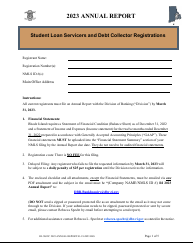 Document preview: Form RI-SS DC Student Loan Servicers and Debt Collector Registrations Annual Report - Rhode Island
