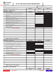 Document preview: Form PA-40 W-2 RW Pa W-2 Reconciliation Worksheet - Pennsylvania