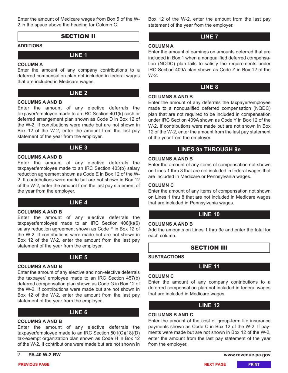 Form PA 40 W 2 RW Download Fillable PDF or Fill Online Pa W 2 Form PA 40 W 2 RW Download Fillable PDF or Fill Online Pa W 2