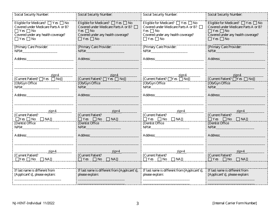 Non-group Enrollment / Change Request - New Jersey, Page 3