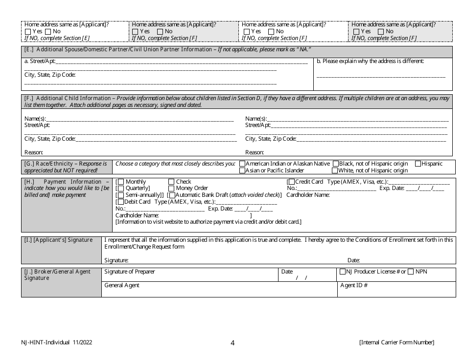 Non-group Enrollment / Change Request - New Jersey, Page 4