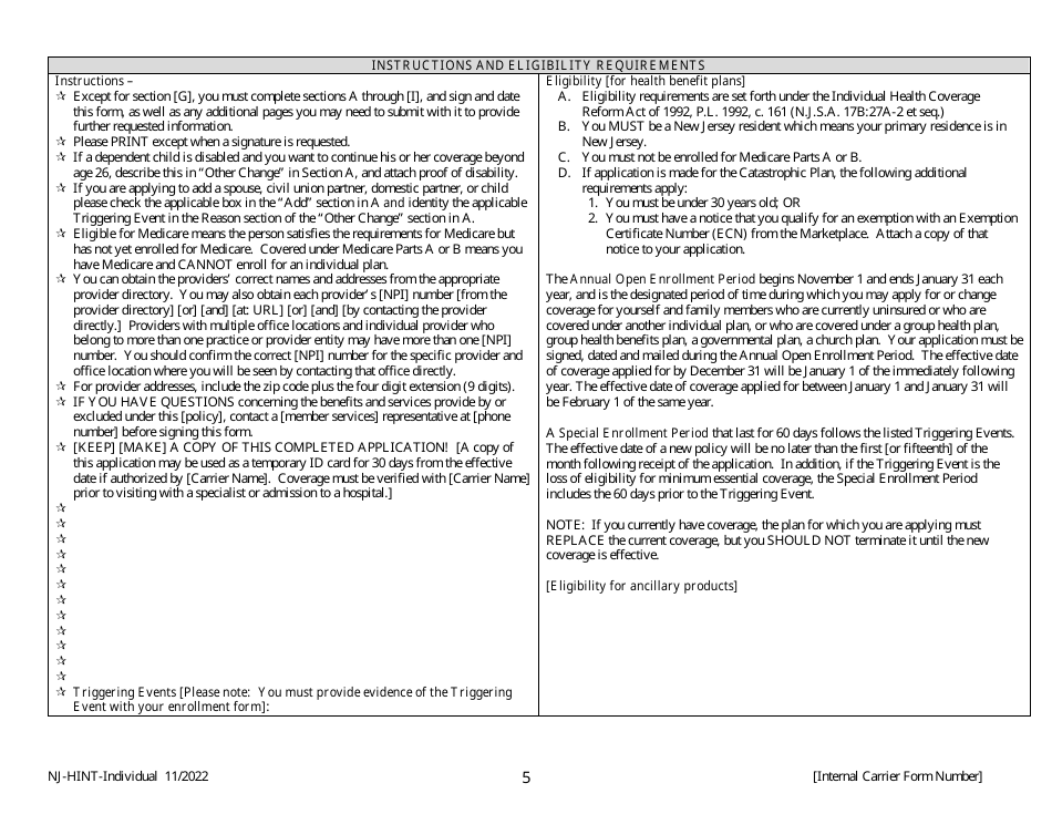 Non-group Enrollment / Change Request - New Jersey, Page 5