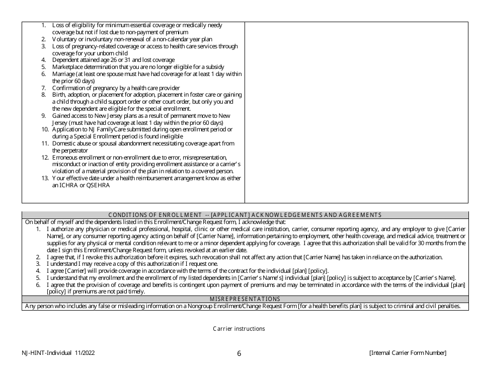 Non-group Enrollment / Change Request - New Jersey, Page 6