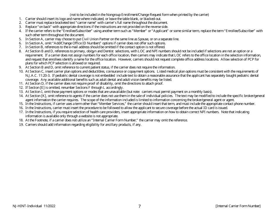 Non-group Enrollment / Change Request - New Jersey, Page 7