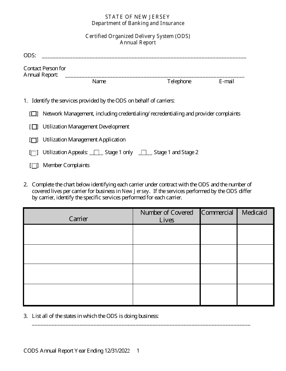 Certified Organized Delivery System (Ods) Annual Report - New Jersey, Page 2