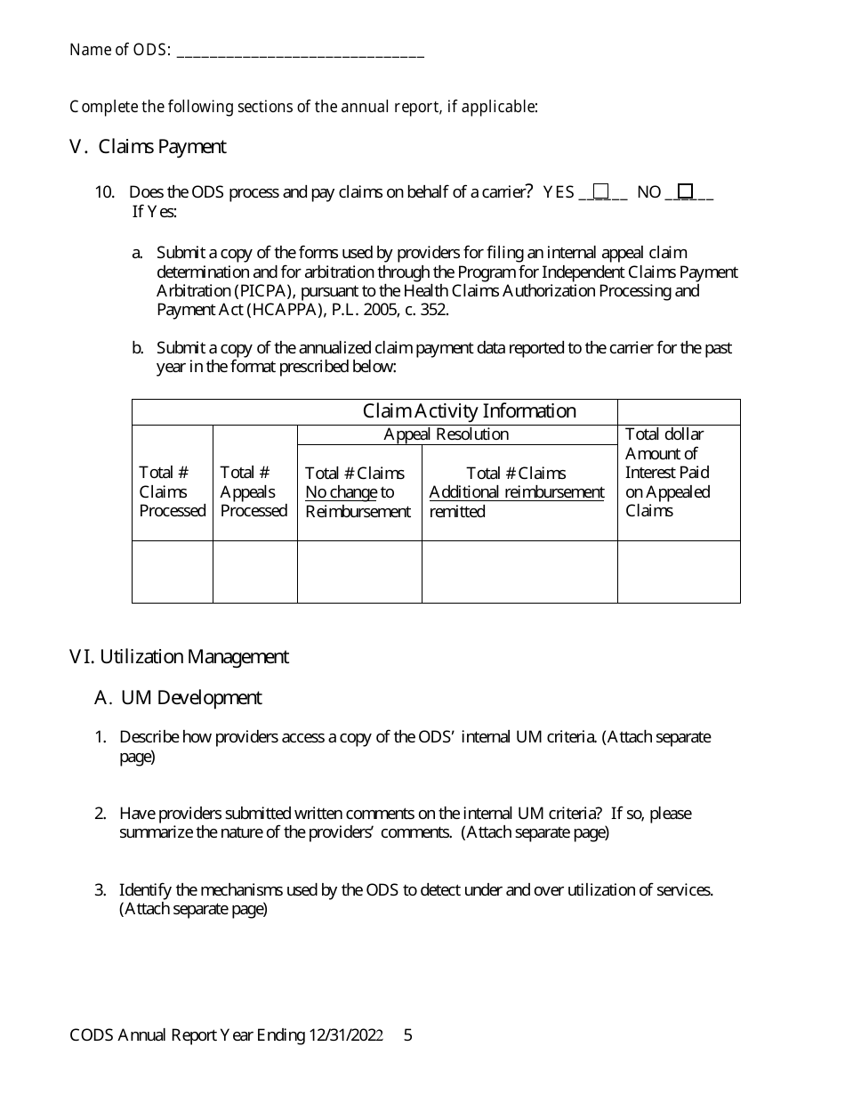 Certified Organized Delivery System (Ods) Annual Report - New Jersey, Page 6