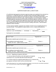 Supervisor Declaration - North Carolina