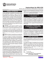 Form REV-976 Election Not to Be Taxed as a Pennsylvania S Corporation - Pennsylvania, Page 3