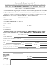 Form MV347 Document Fee Refund Form - Delaware