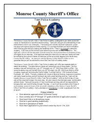 Document preview: Teen Police Academy Application - Monroe County, New York, 2023