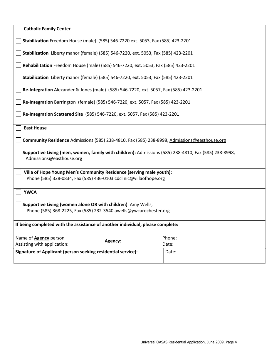 Application for Monroe County Oasas Residential Services - Monroe County, New York, Page 4