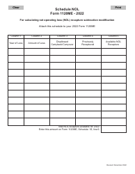 Form 1120ME Schedule NOL Download Fillable PDF or Fill Online Schedule ...