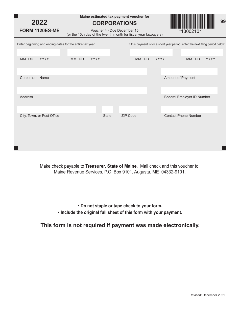 Form 1120ES-ME Maine Estimated Tax Payment Voucher for Corporations - Maine, Page 4