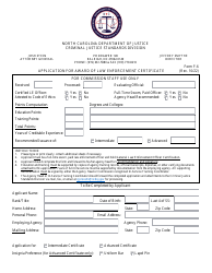 Form F-6 Application for Award of Law Enforcement Certificate - North Carolina