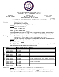 Document preview: Form F-6B Law Enforcement Professional Certificate Worksheet - North Carolina