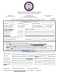 Form F-7 Application for Award of Criminal Justice Certificate - North Carolina