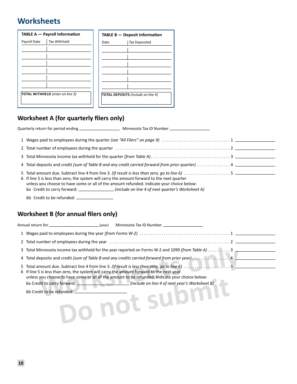 Minnesota Income Tax Withholding Instruction Booklet - Minnesota, Page 10