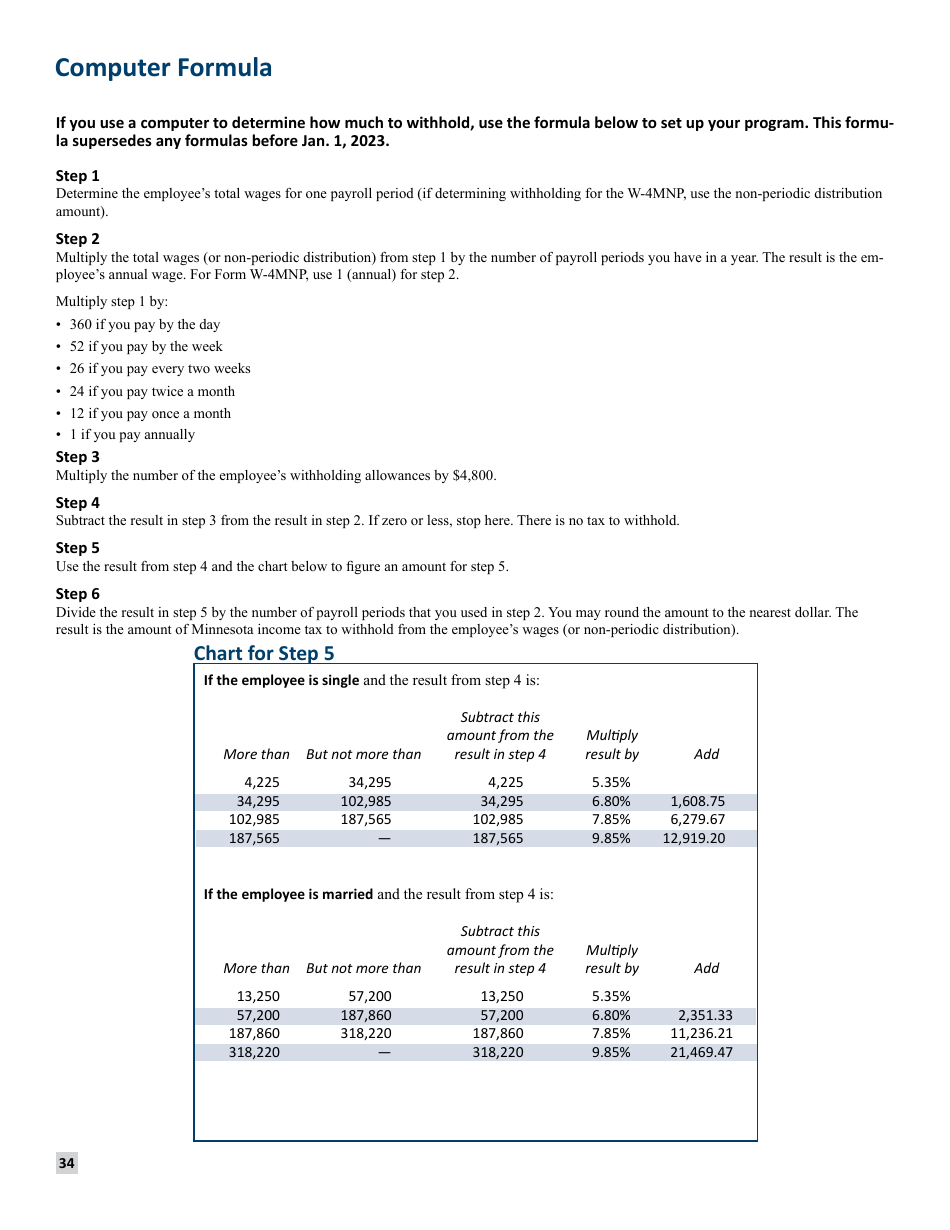 Minnesota Income Tax Withholding Instruction Booklet - Minnesota, Page 34