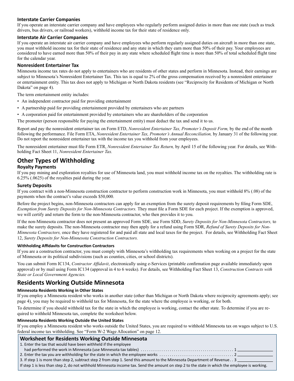 Minnesota Income Tax Withholding Instruction Booklet - Minnesota, Page 5