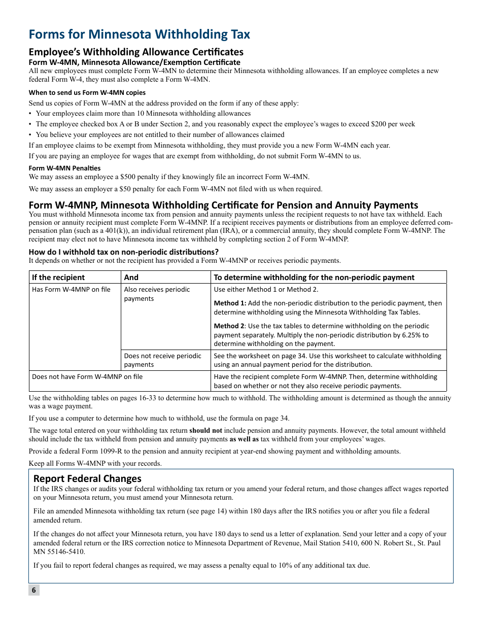 Minnesota Income Tax Withholding Instruction Booklet - Minnesota, Page 6