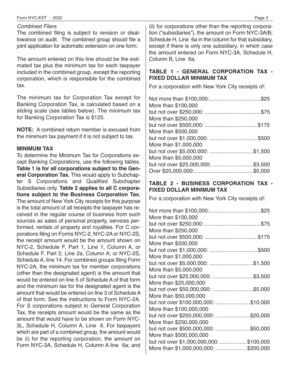 Form NYCEXT Download Printable PDF or Fill Online Application for