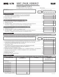 Form NYC-9.7B Ubt Paid Credit - Subchapter S Banking Corporations - New York City