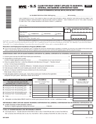 Form NYC-9.5 Claim for Reap Credit Applied to Business, General and Banking Corporation Taxes - New York City
