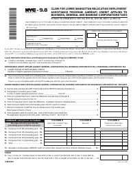 Form NYC-9.8 Claim for Lower Manhattan Relocation Employment Assistance Program (Lmreap) Credit Applied to Business, General and Banking Corporations Taxes - New York City