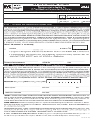 Document preview: Form NYC-579-BCT Signature Authorization for E-Filed Banking Corporation Tax Return - New York City, 2022