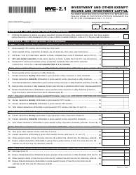 Form NYC-2.1 Investment and Other Exempt Income and Investment Capital - New York City