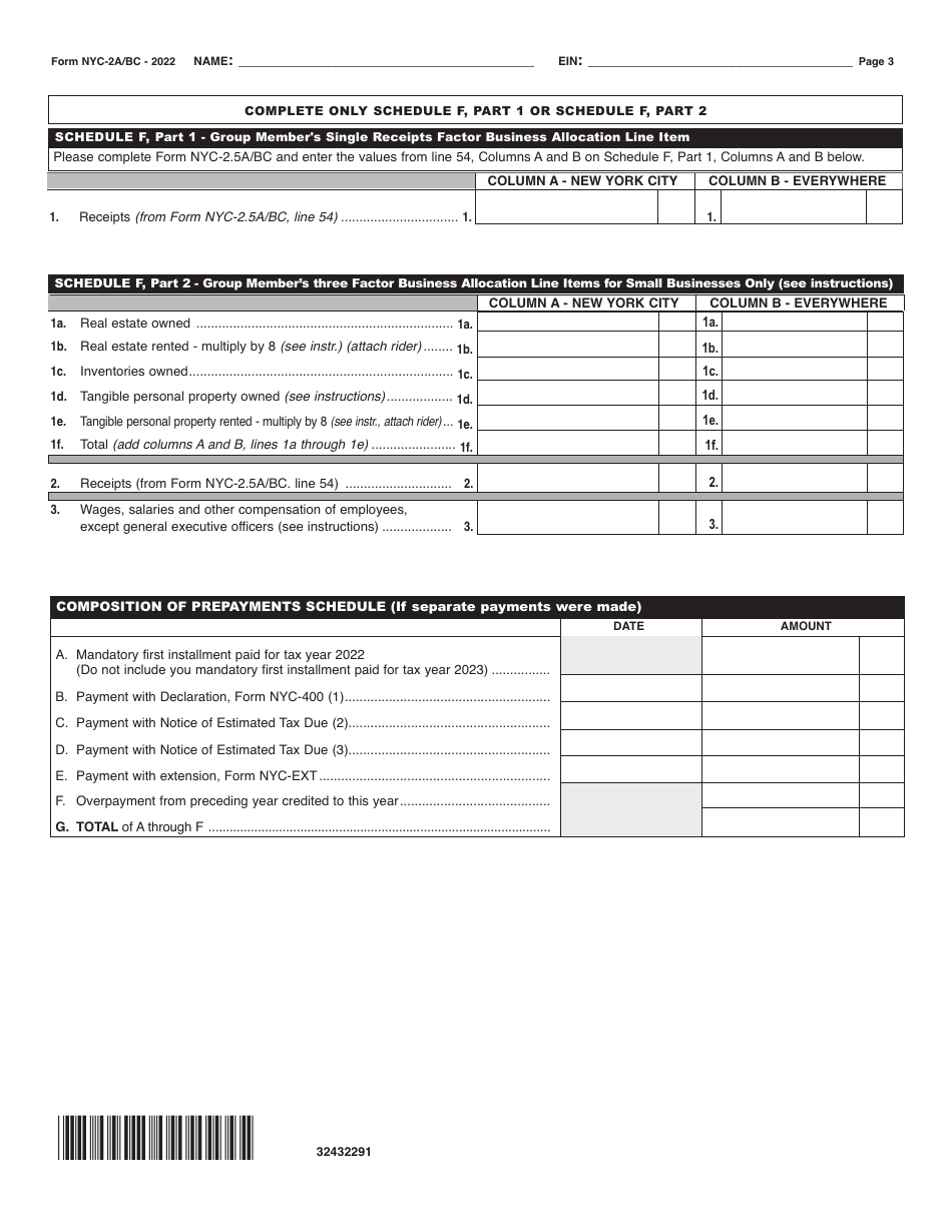 Form NYC-2A/BC Download Printable PDF or Fill Online Member's Detail ...